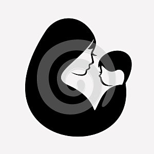 Muslim mother and baby vector symbol