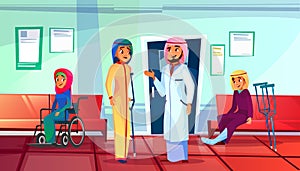 Muslim patient visit doctor vector illustration