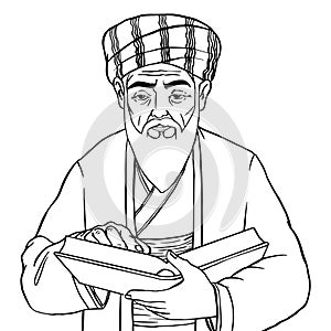 Muslim Philosopher  hand drawn vector illustration
