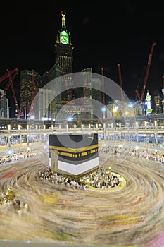 Muslim pilgrims from all around the world doing tawaf photo