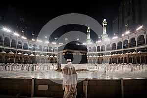 Muslim pilgrims from all over the world gathered to perform Umrah or Hajj at the Haram Mosque in Mecca, Saudi Arabia, days of Hajj