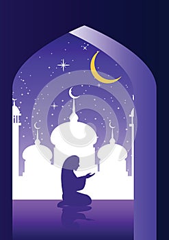 Muslim pray in mosque,silhouette design photo