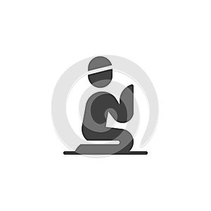 Muslim prayer person vector icon