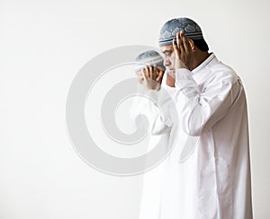 Muslim prayers in Takbiratul-Ihram posture