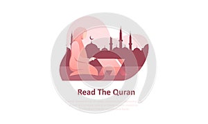 Muslim praying to Allah and islamic ramadan kareem Illustration logo