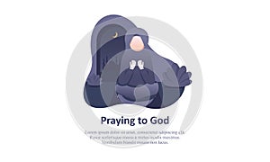 Muslim praying to Allah and islamic ramadan kareem Illustration logo