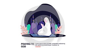 Muslim praying to Allah and islamic ramadan kareem Illustration logo