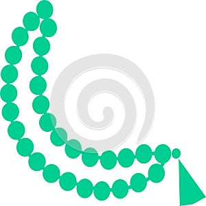 Muslim tasbeeh in green circle icon. Holy and spiritual religious necklace. Arabic and middle east culture, Islamic religion symbo