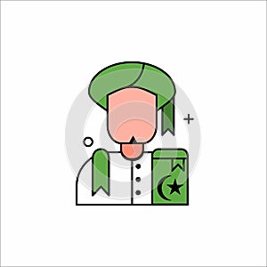 Muslim teacher With Flat Design and Long shadow style