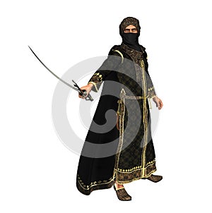 Muslim Warrior Prince with Scimitar Sword