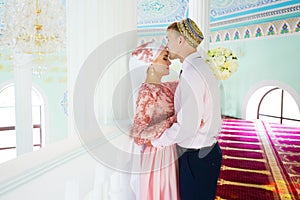Muslim Wedding of a couple in mosque. Nikah