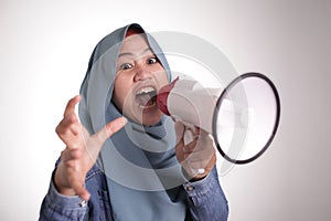 Muslim Woman Angry, Screaming on Megaphone