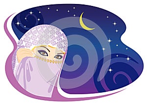 Muslim woman and arabian night.