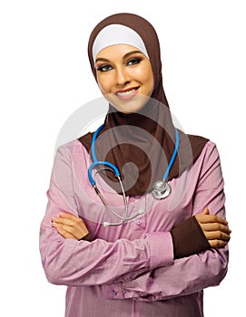 Muslim woman doctor with stethoscope