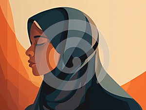 A Muslim woman exudes a sense of connection to her faith through her hijab a sign of her deeprooted belief system.. AI