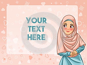 Muslim woman face looking an advertising vector illustration