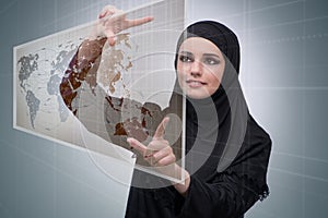 The muslim woman in global travel concept