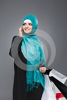 Muslim woman goes shopping