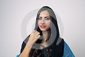 Muslim woman with headscarf in fashion concept