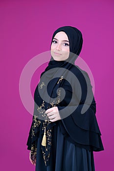 Muslim woman with hijab in modern dress