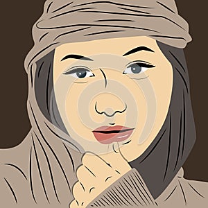 Muslim woman in hijab. Portrait of a young asian girl in modern dress.