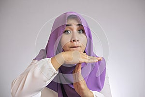 Muslim Woman Making Time Out Gesture