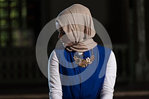 Muslim Woman Is Praying In The Mosque