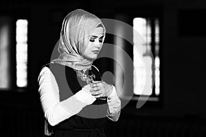 Muslim Woman Is Praying In The Mosque