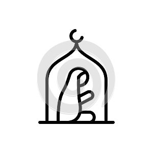 Muslim woman praying mosque icon. Simple line vector elements of islam icons for ui and ux, website or mobile application