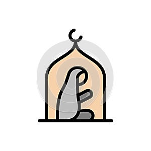 Muslim woman praying mosque icon. Simple outline color vector elements of islam icons for ui and ux, website or mobile application