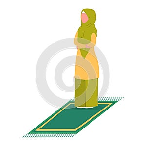 Muslim woman praying position. Woman in traditinal clothes