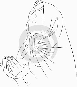 Muslim woman praying in white backgound