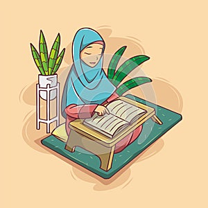 Muslim woman reading the Koran