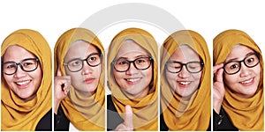 Muslim Woman& x27;s Facial Expressions Collage