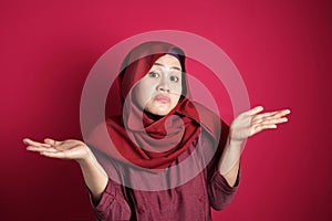 Muslim Woman shows Denial or Refusal Gesture