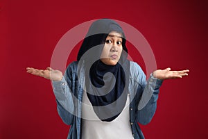 Muslim Woman shows Denial or Refusal Gesture