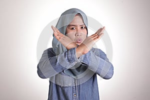 Muslim Woman Shows Stop Gesture