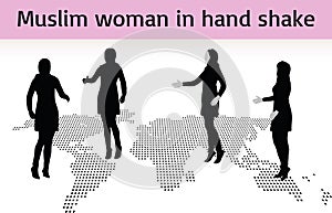 Muslim woman silhouette in hand shake pose