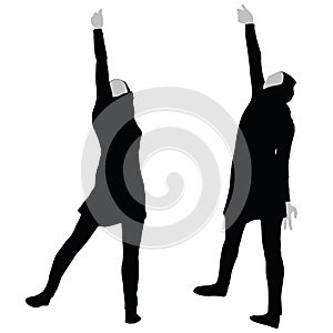 Muslim woman silhouette in victorious pose