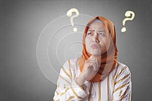 Muslim Woman Thinking Solution to Solve Problem