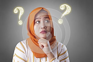 Muslim Woman Thinking Solution to Solve Problem