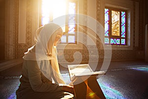 Muslim woman under the sunlight