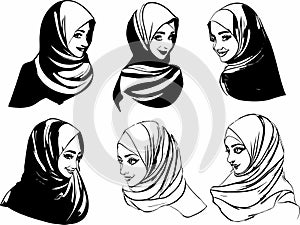 Muslim Woman Wearing Hijab Vector Illustration