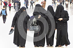 Muslim Women in Burqa - Umayyad Mosque - Damascus - Syria