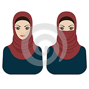 Muslim women in hijab and paranja.