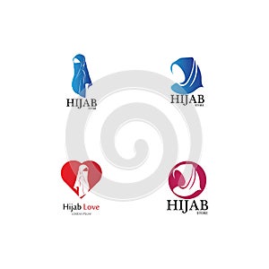 muslimah hijab logo template  illustration design-