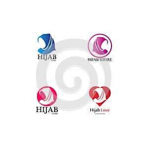 muslimah hijab logo template  illustration design-