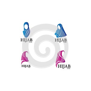 muslimah hijab logo template vector illustration design-vector