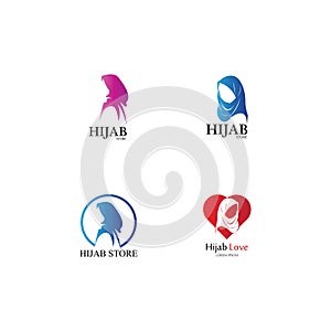 muslimah hijab logo template vector illustration design-vector