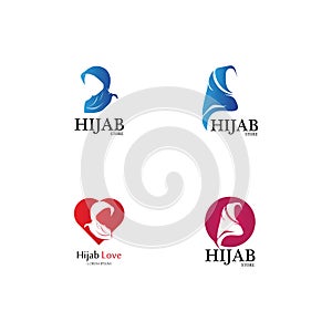 muslimah hijab logo template vector illustration design-vector